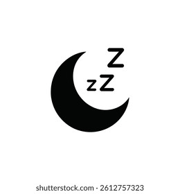 Sleep Icon with Crescent Moon and Z Symbols, Rest and Relaxation Illustration, Nighttime Design