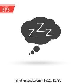 Sleep icon. Dream vector illustration. Rest and relax concept. Speech cloud element. Relaxation logo. Bed and bedtime sign. Night design. Sleep mode web pictogram.