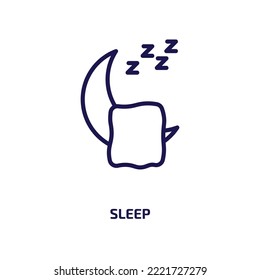 sleep icon from gym and fitness collection. Thin linear sleep, bed, night outline icon isolated on white background. Line vector sleep sign, symbol for web and mobile