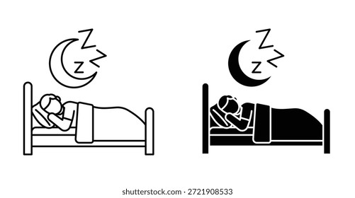 Sleep icon. Line with editable stroke and flat for Web