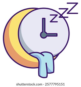 Sleep Icon - Lineal Color Style - Brain Theme