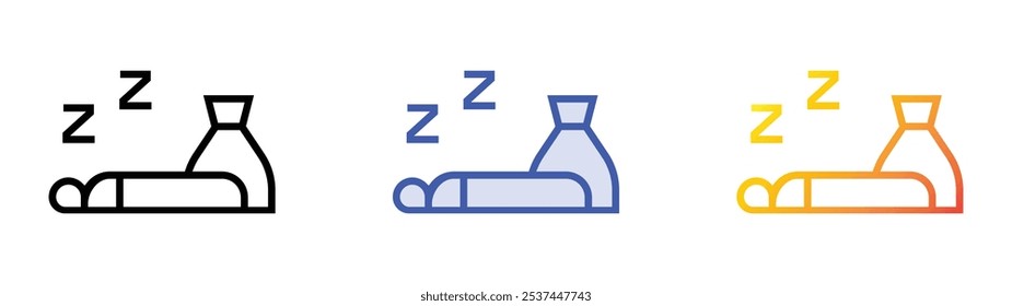 sleep icon. Linear, Blue Fill and Gradient Style Design Isolated On White Background