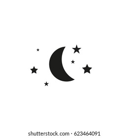 Sleep Icon. Moon And Stars Sign