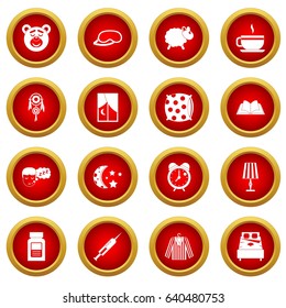 Sleep icon red circle set isolated on white background