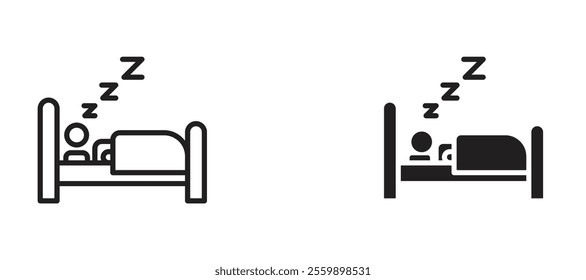 Sleep Icon set in black color for ui designs