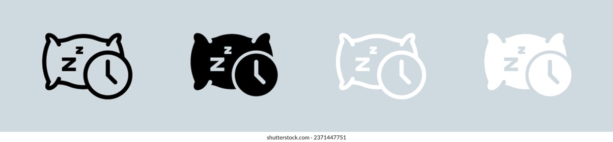 Sleep icon set in black and white. Relaxation signs vector illustration.