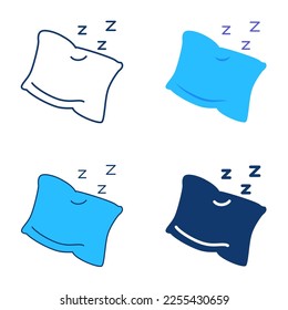 Sleep icon set in flat and line style. Pillow symbol. Vector illustration