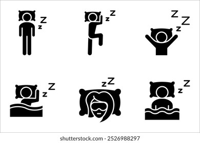 Ícone de sono. conjunto de dormir poses Simples ícone de sono para mídias sociais, aplicativo e web design. ilustração vetorial no fundo branco