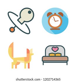sleep icon set. vector set about bed, fennec, alarm clock and pacifier icons set.