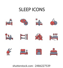 Sleep icon set.vector.Editable stroke.linear style sign for use web design,logo.Symbol illustration.