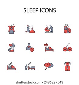 Sleep icon set.vector.Editable stroke.linear style sign for use web design,logo.Symbol illustration.