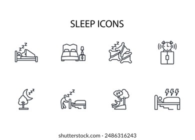Sleep icon set.vector.Editable stroke.linear style sign for use web design,logo.Symbol illustration.