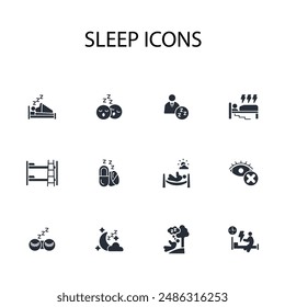 Sleep icon set.vector.Editable stroke.linear style sign for use web design,logo.Symbol illustration.