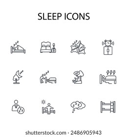 Sleep icon set.vector.Editable stroke.linear style sign for use web design,logo.Symbol illustration.