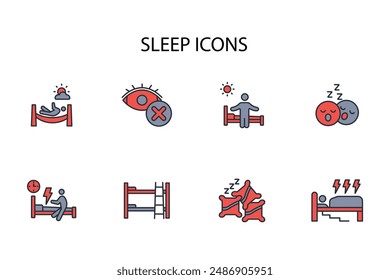 Sleep icon set.vector.Editable stroke.linear style sign for use web design,logo.Symbol illustration.