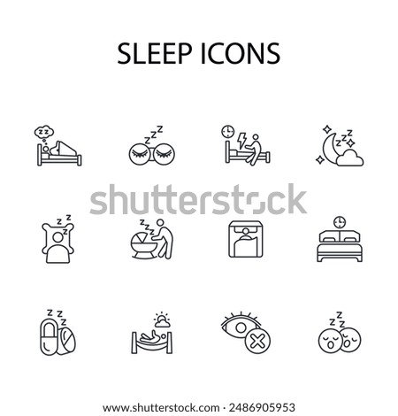 Sleep icon set.vector.Editable stroke.linear style sign for use web design,logo.Symbol illustration.