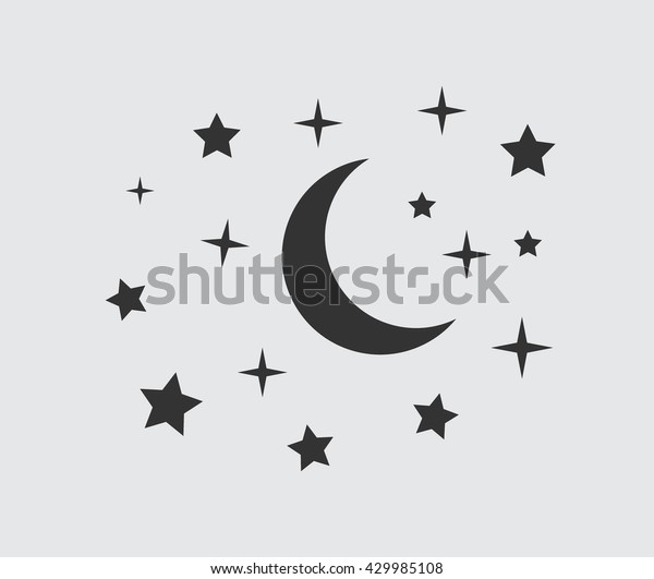 Sleep icon\
sign.Night moon and star icon set\
vector