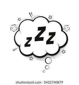 Sleep icon. Sleeping bubble icon with letter Z. Design concept about sleep, relaxation, insomnia. Pop art design. Vector illustration