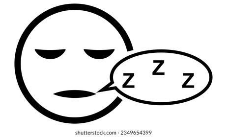 Sleep icon, sleeping muzzle with closed eyes sniffs snores zzz