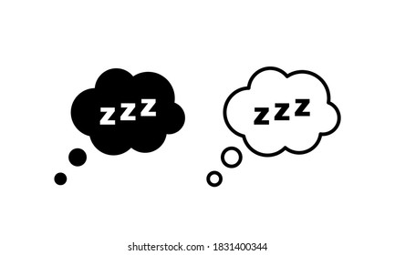 Sleep icon. Sleepy zzz black talk bubble icon. Sleep, dream, relax, rest, insomnia. Vector EPS 10. Isolated on white background.