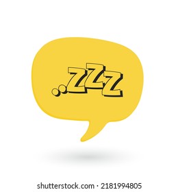 Sleep icon. Sleepy zzz yellow talk bubble icon. Sleep, dream, relax, rest, insomnia. Vector