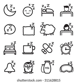 Sleep  Icon Symbol Illustration Set