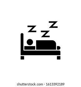 Sleep icon template, Sleep symbol vector sign in black flat shape design isolated on white background