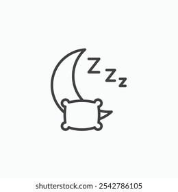 Sleep icon in thin outlined.