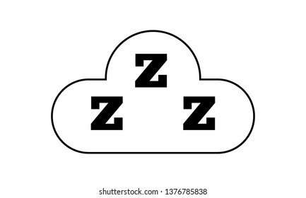 Sleep icon. Three z in cloud. Snooze symbol for your design. Vector illustration.