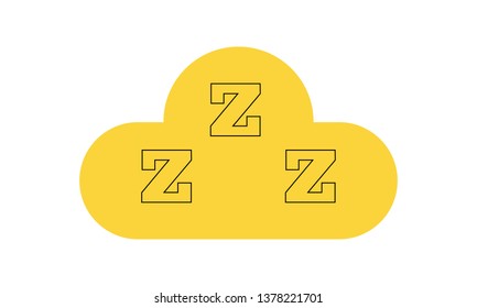 Sleep icon. Three z in cloud. Snooze symbol for your design. Vector illustration.