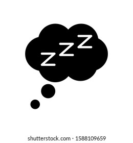sleep icon vector in black flat design on white background