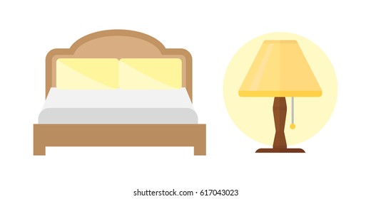 Sleep icons bed set lamp vector illustration set collection nap icon relax bedtime