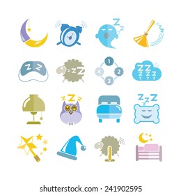 sleep icons, bed time icons