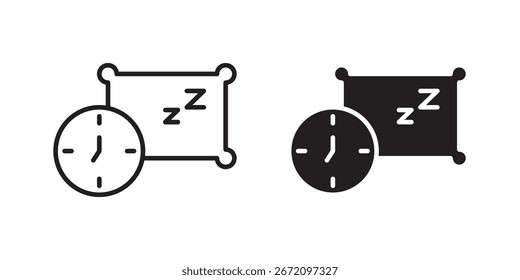 Schlafsymbole mit Uhr, einzeln auf weißem Hintergrund