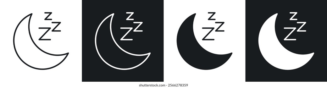 Sleep icons collection in black filled and line style.