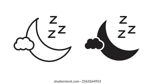 Sleep icons in flat and line style set.