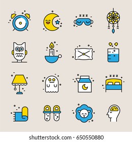sleep icons line style vector illustration flat design