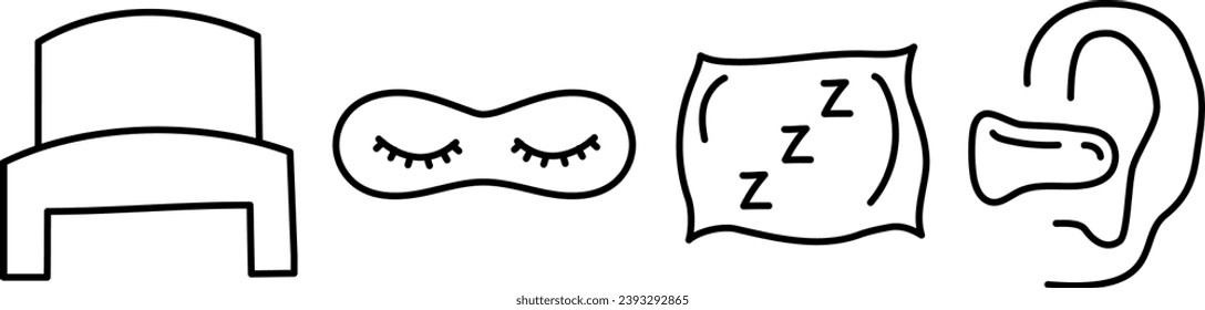 Sleep icons set. Attributes for sleep, thin line design. Deep sleep, linear symbols collection. Editable stroke