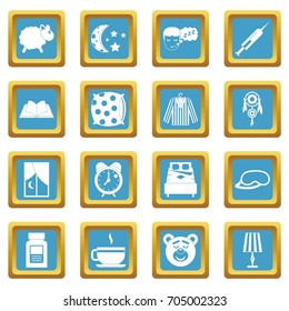 Sleep icons set in azur color isolated vector illustration for web and any design