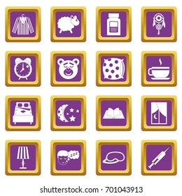 Sleep icons set in purple color isolated vector illustration for web and any design