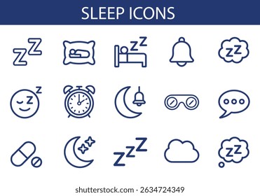 Conjunto De Ícones De Sono - Repouso, Tempo De Dormir E Relaxamento | Cuidados De Saúde E Bem-Estar.