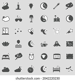 Sleep Icons. Sticker Design. Vector Illustration.