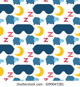 Sleep icons vector illustration seamless pattern background nap moon relax bedtime night sleeping elements.