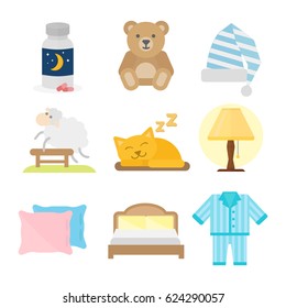 Sleep icons vector illustration set collection nap icon moon relax bedtime night bed