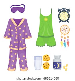 Sleep icons vector illustration set collection nap icon moon relax bedtime night bed time elements.