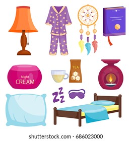 Sleep icons vector illustration set collection nap icon moon relax bedtime night bed time elements.