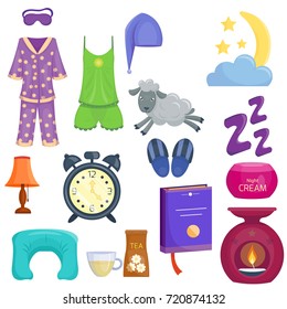 Sleep icons vector illustration set collection nap icon moon relax bedtime night bed time elements.