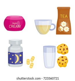 Sleep icons vector illustration set collection nap icon moon relax bedtime night bed time elements.