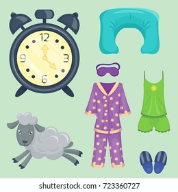 Sleep icons vector illustration set collection nap icon moon relax bedtime night bed time elements.