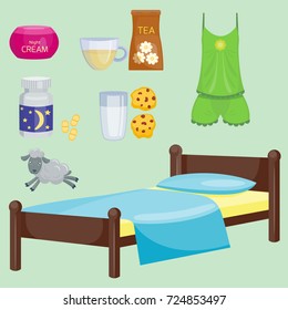 Sleep icons vector illustration set collection nap icon moon relax bedtime night bed time elements.